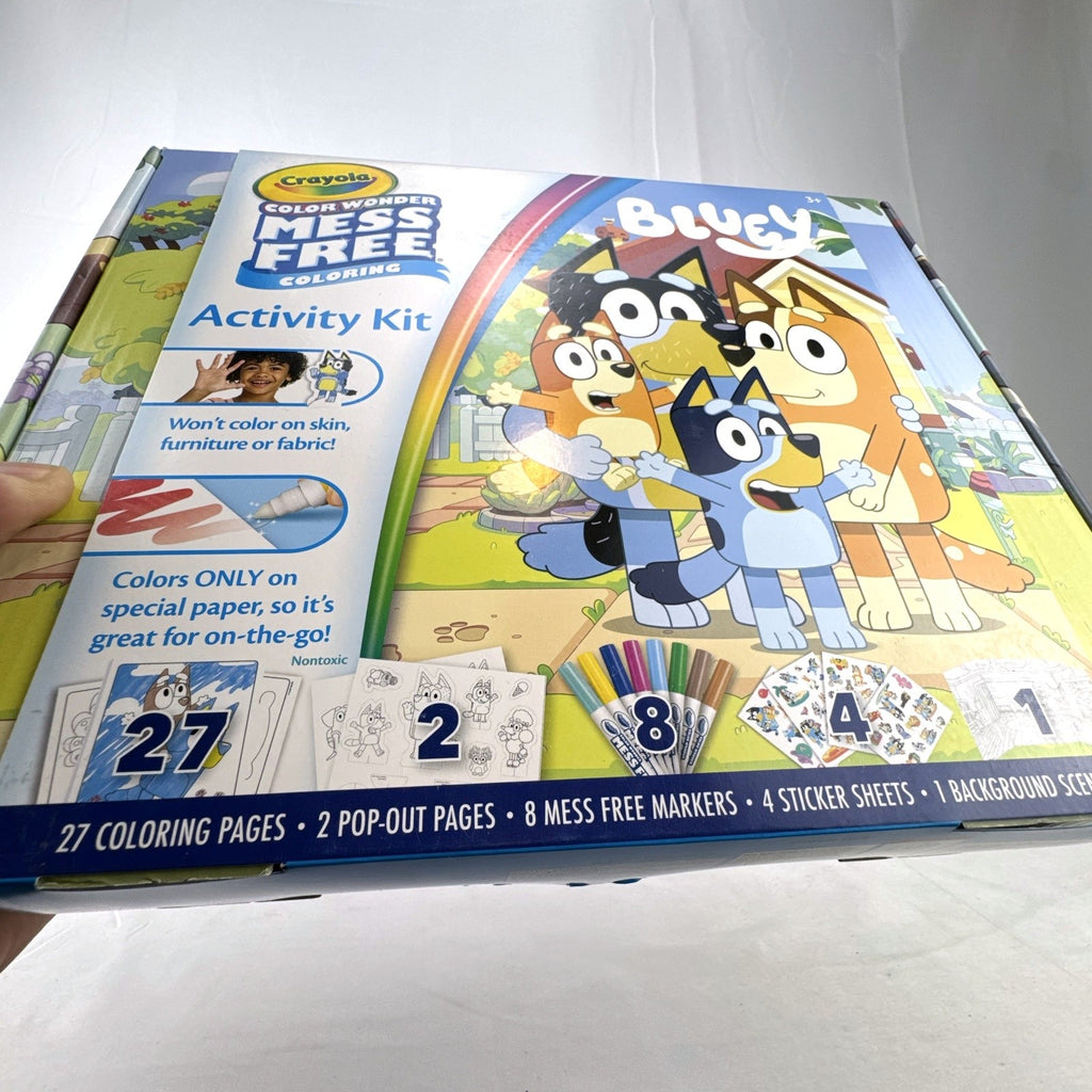 Crayola Bluey Color Wonder mess-free activity kit box with markers and coloring pages