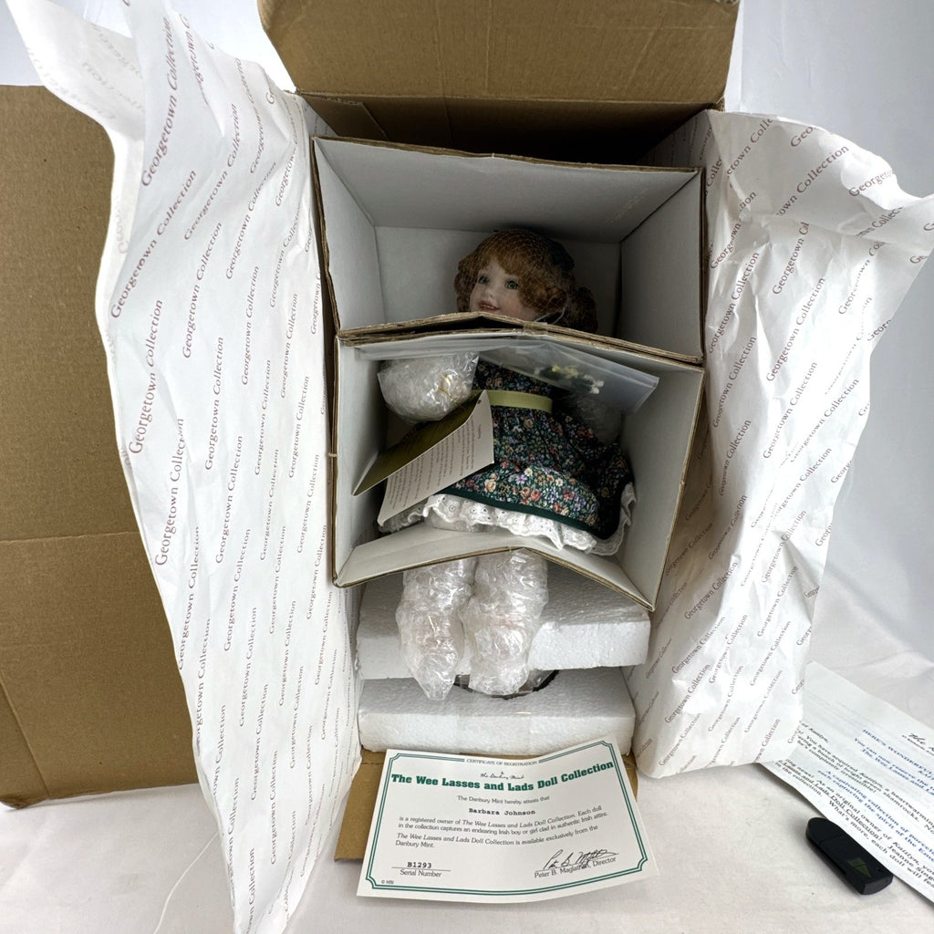Georgetown Collection Caitlyn 14-inch porcelain Irish doll in floral green dress with lace trim