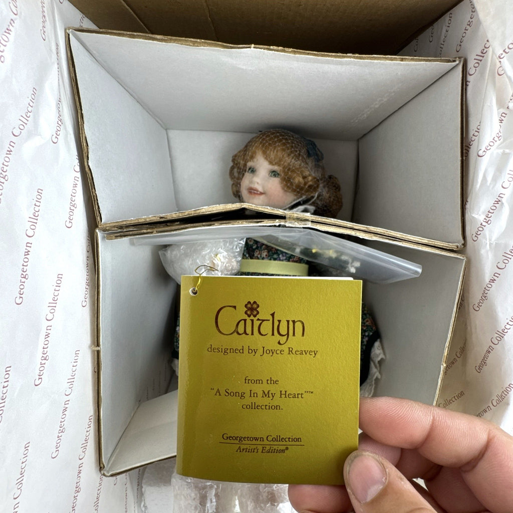 Georgetown Collection Caitlyn 14-inch porcelain Irish doll in floral green dress with lace trim