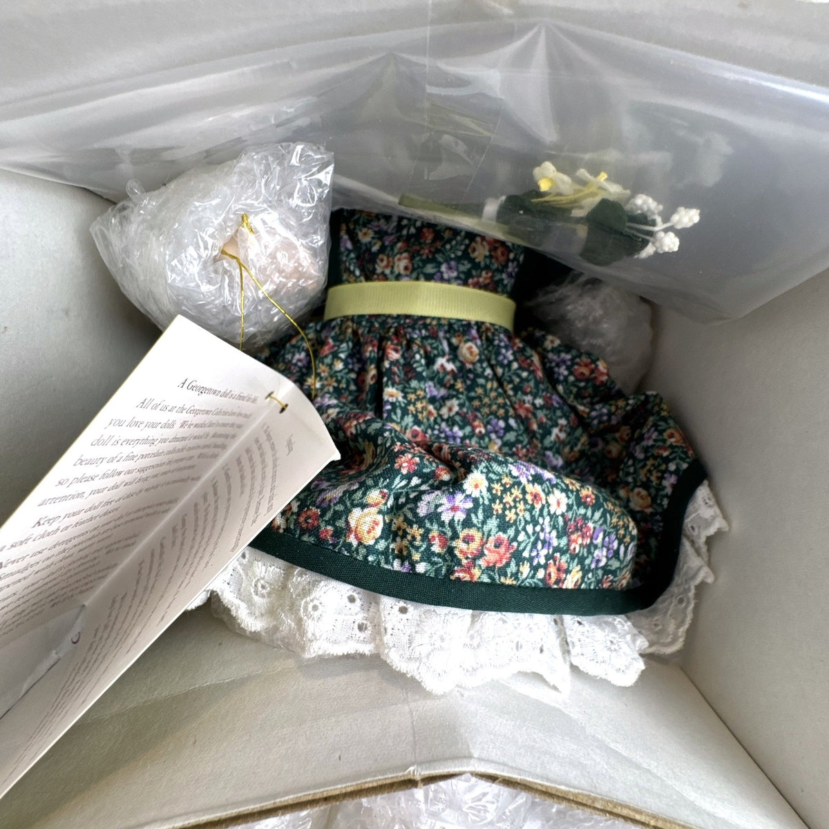 Georgetown Collection Caitlyn 14-inch porcelain Irish doll in floral green dress with lace trim