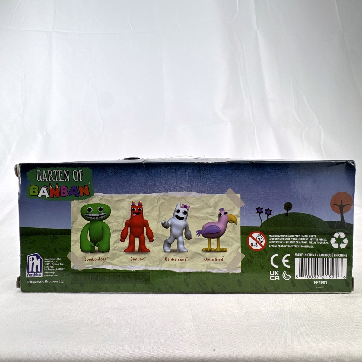 PhatMojo Garten of Banban Series 1 four-pack action figures in original packaging featuring Jumbo Josh and Opila Bird