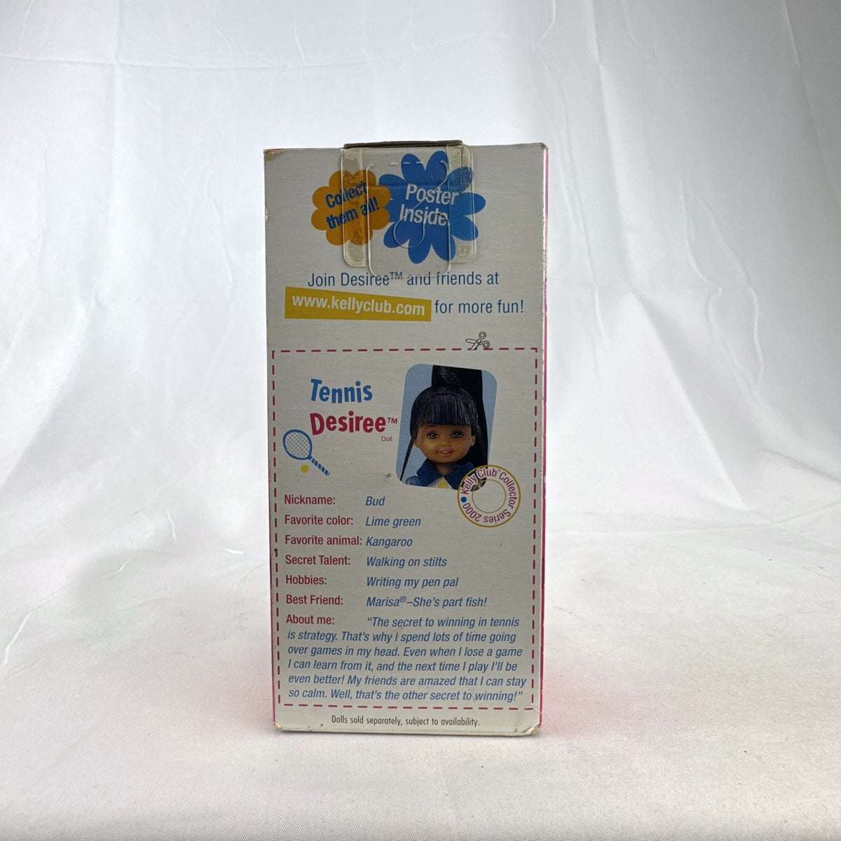 Mattel Barbie Kelly Club Tennis Desiree 4-inch doll in original 2000 factory-sealed box