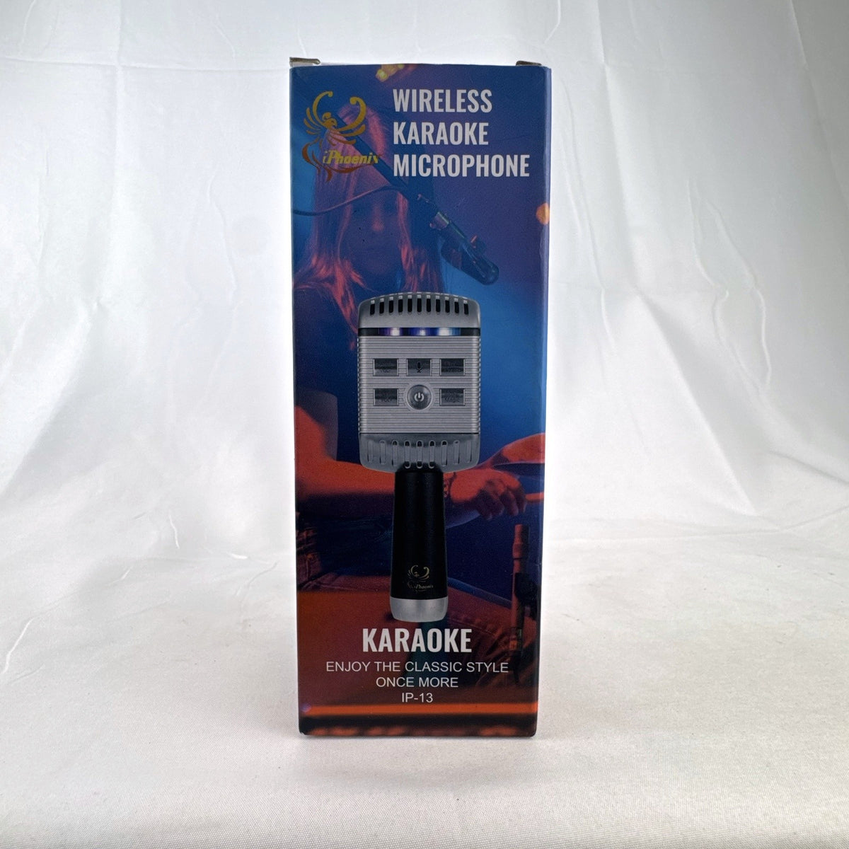 iPhoenix IP-13 wireless Bluetooth karaoke microphone and speaker in retro rose gold
