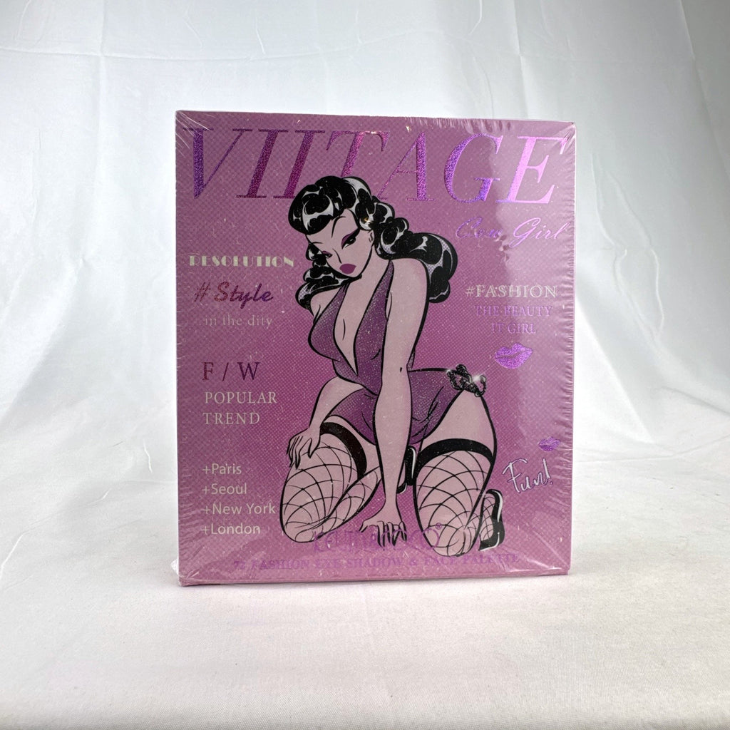Kevin & Coco 72 Fashion eye shadow and face palette sealed in vintage pinup book packaging