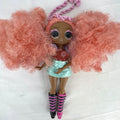 MGA L.O.L. Surprise! O.M.G. Queens Miss Divine 10-inch doll with pink curls, floral top, and metallic skirt