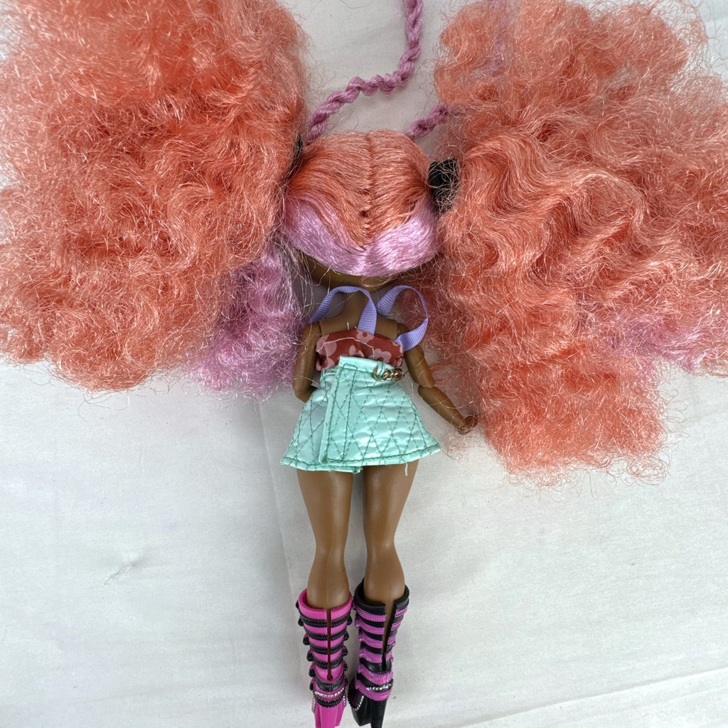 MGA L.O.L. Surprise! O.M.G. Queens Miss Divine 10-inch doll with pink curls, floral top, and metallic skirt