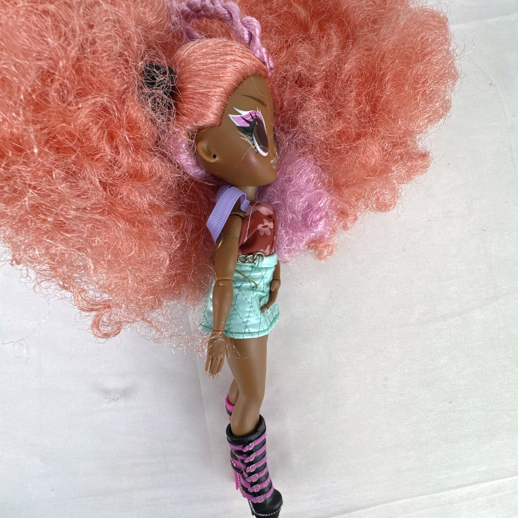 MGA L.O.L. Surprise! O.M.G. Queens Miss Divine 10-inch doll with pink curls, floral top, and metallic skirt