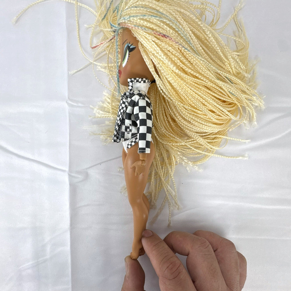 MGA L.O.L. Surprise! O.M.G. Speedster doll in checkerboard racing jacket with blonde micro braids