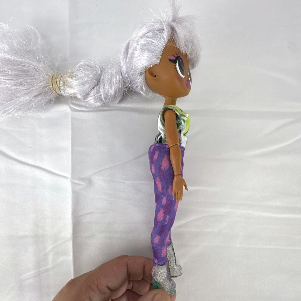 L.O.L. Surprise! O.M.G. Cosmic Nova 10-inch Winter Disco fashion doll with silver tinsel braid and glitter boots