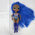 MGA LOL Surprise OMG Miss Independent fashion doll with long blue hair, swimsuit, and gladiator boots