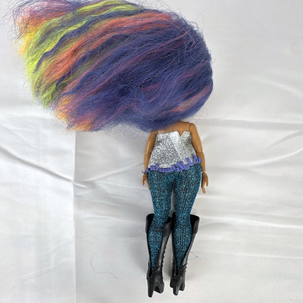 MGA L.O.L. Surprise OMG Queens Prism fashion doll with blue rainbow hair and metallic outfit