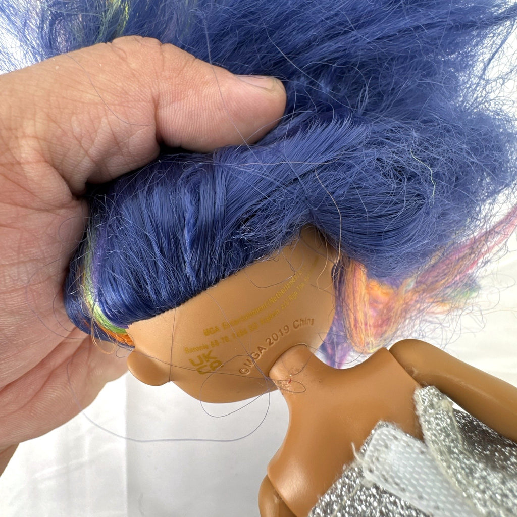 MGA L.O.L. Surprise OMG Queens Prism fashion doll with blue rainbow hair and metallic outfit