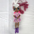 MGA LOL Surprise OMG Spirit Queen doll with two-tone pink and white hair, spiderweb makeup, and purple boots