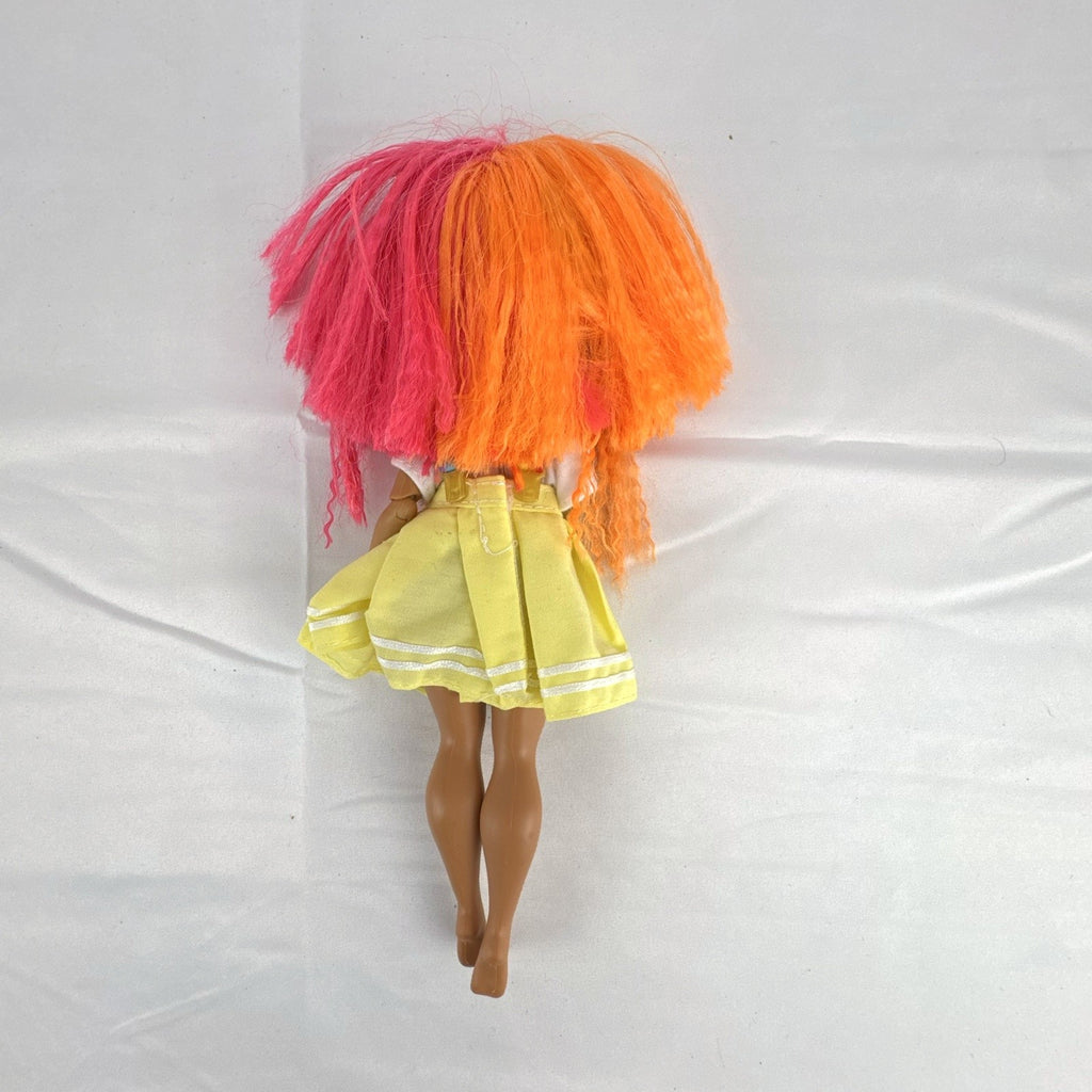 MGA LOL Surprise OMG Neonlicious fashion doll with split neon orange and pink hair and pleated skirt