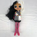 MGA L.O.L. Surprise! O.M.G. 10-inch fashion doll with split black and white curly hair in houndstooth outfit
