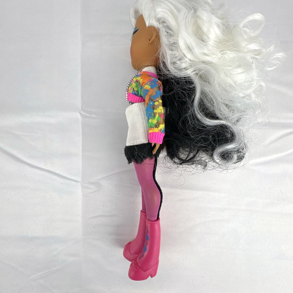 MGA L.O.L. Surprise! O.M.G. 10-inch fashion doll with split black and white curly hair in houndstooth outfit