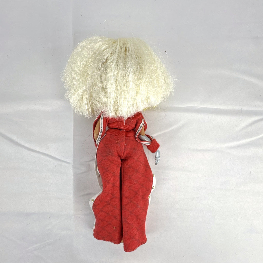 MGA L.O.L. Surprise! O.M.G. Lights Speedster 10-inch fashion doll wearing red tracksuit with blonde and neon yellow hair