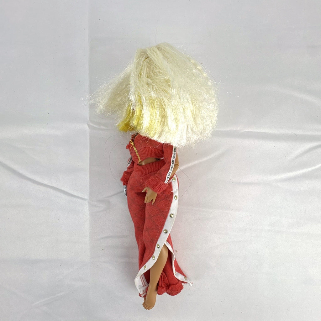MGA L.O.L. Surprise! O.M.G. Lights Speedster 10-inch fashion doll wearing red tracksuit with blonde and neon yellow hair