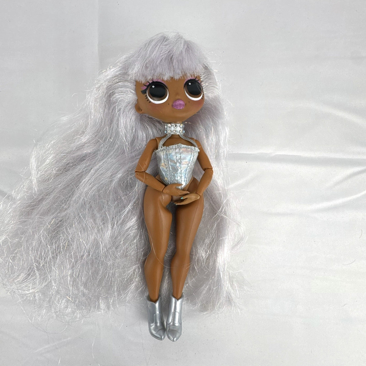 MGA LOL Surprise OMG Cosmic Nova fashion doll with floor-length silver hair and metallic corset