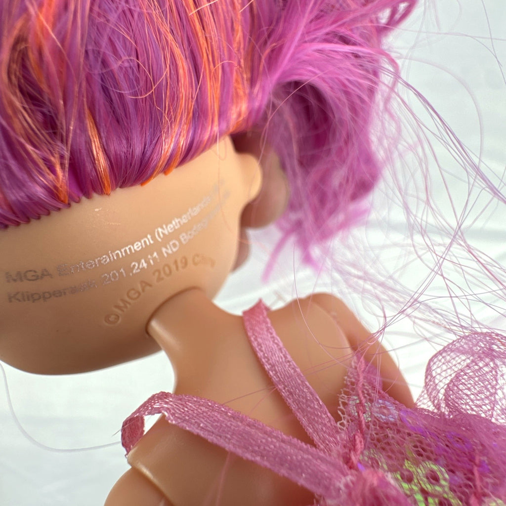 MGA Entertainment L.O.L. Surprise O.M.G. Lights Dazzle 10-inch fashion doll with pink hair in a sparkly sequin dress.