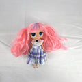 MGA L.O.L. Surprise O.M.G. Tweens Fancy Gurl fashion doll in purple plaid skirt with pink pigtails