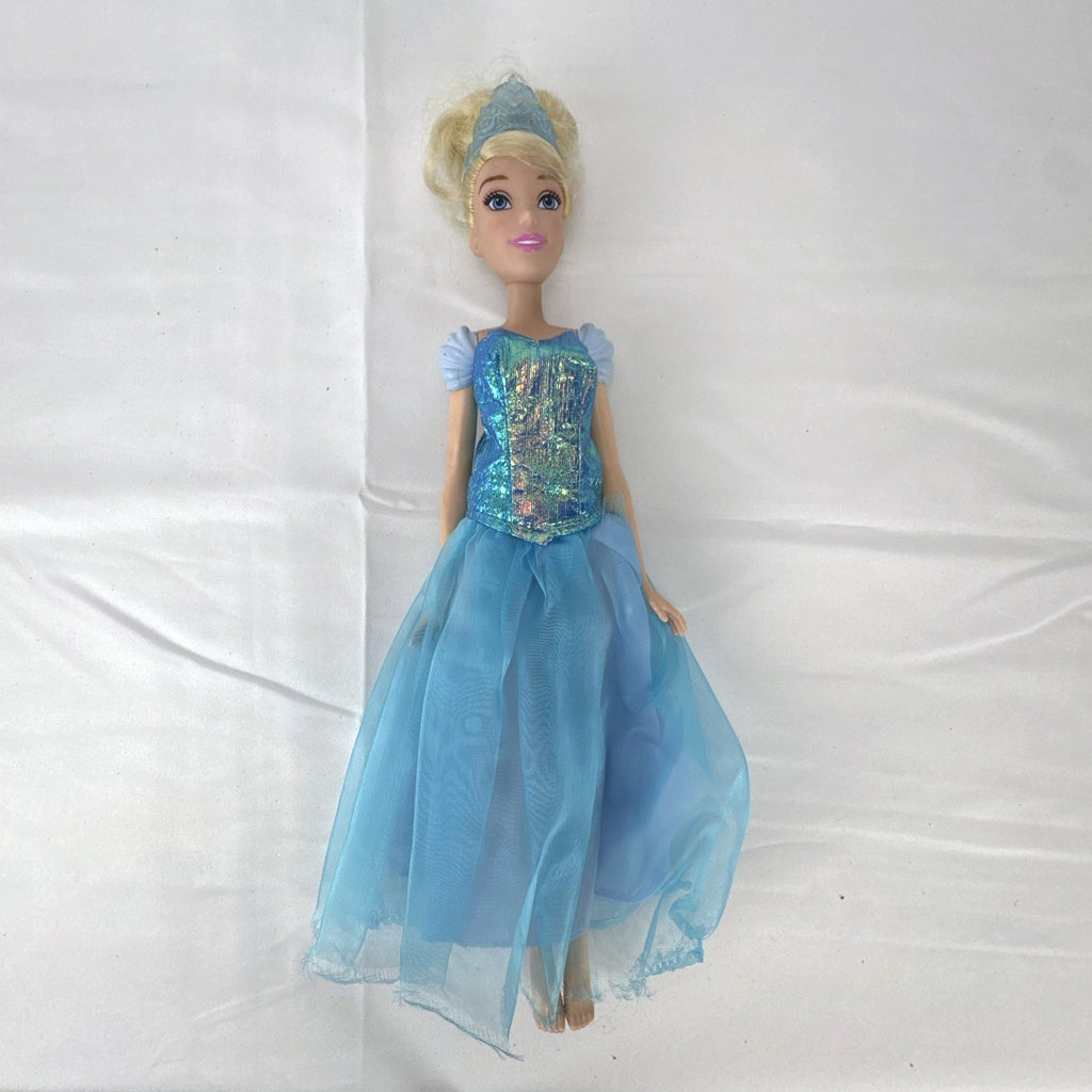 Disney Princess Cinderella 12-inch fashion doll wearing an iridescent blue ball gown and matching tiara