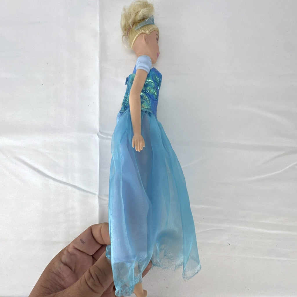 Disney Princess Cinderella 12-inch fashion doll wearing an iridescent blue ball gown and matching tiara