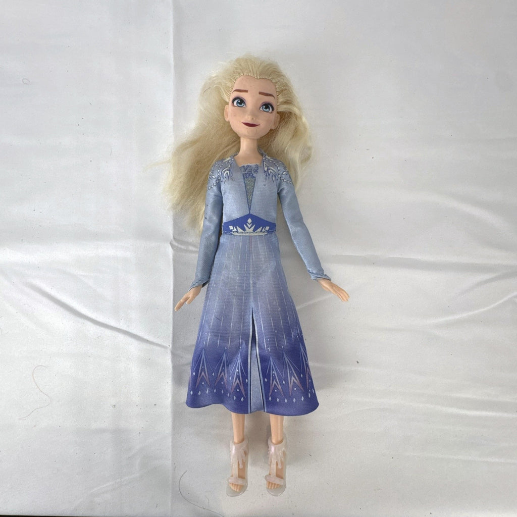 Hasbro Disney Frozen 2 Elsa 11-inch fashion doll wearing blue patterned travel dress and boots