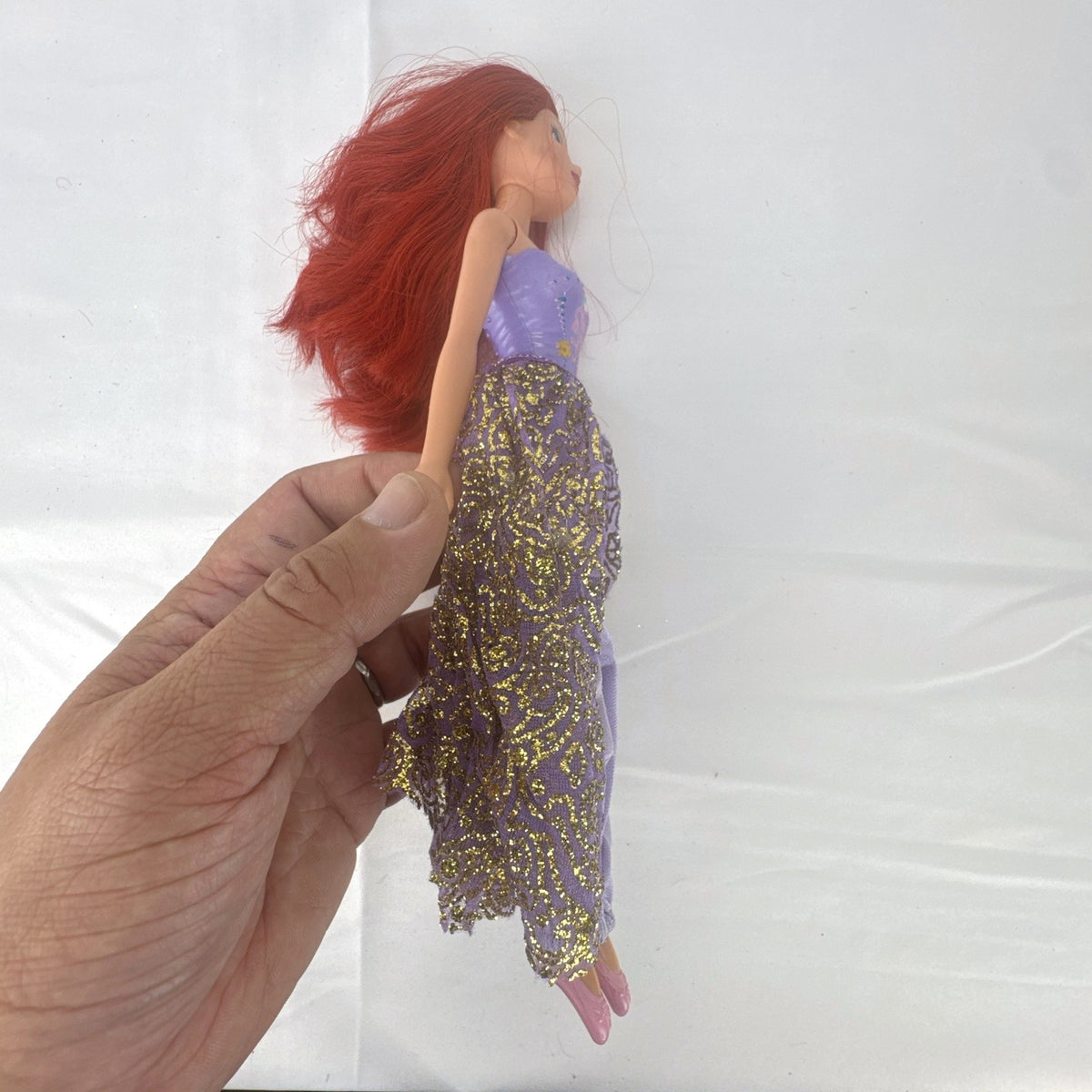 Mattel 2005 Disney Princess Ariel 11-inch fashion doll with red hair and purple glitter pants outfit