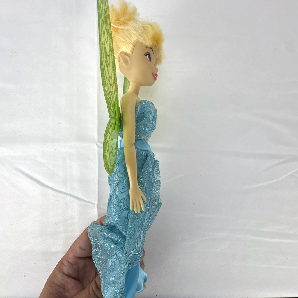Disney Fairies Tinker Bell 10-inch doll wearing shimmering blue outfit with translucent green glitter wings