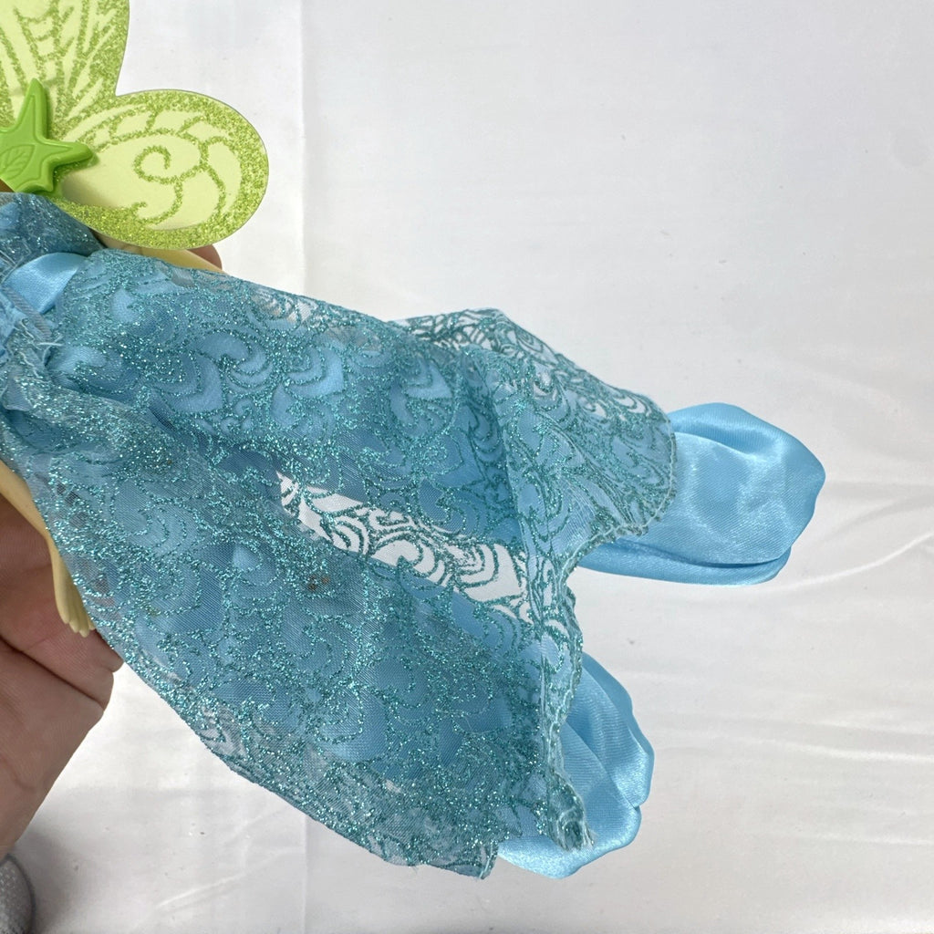 Disney Fairies Tinker Bell 10-inch doll wearing shimmering blue outfit with translucent green glitter wings