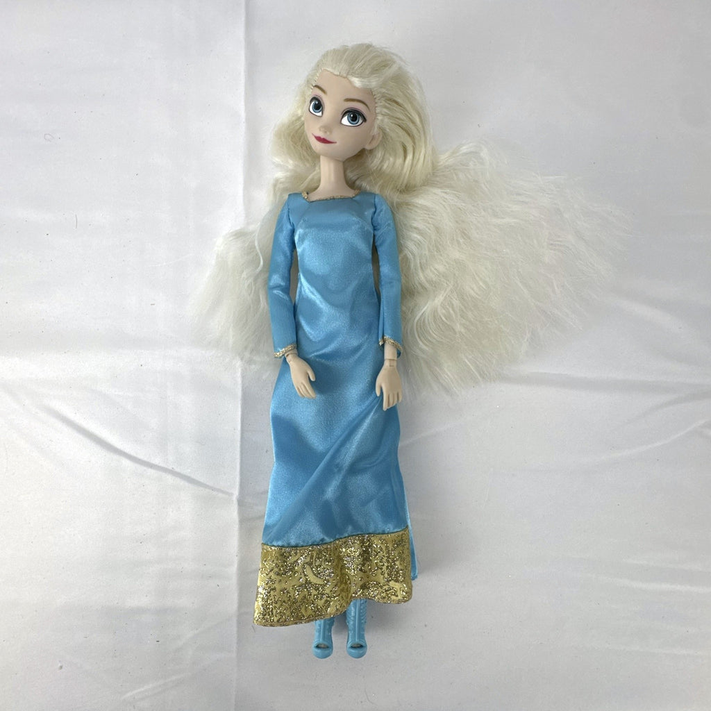 Disney Frozen Elsa 11.5-inch articulated doll wearing blue glitter gown and matching shoes
