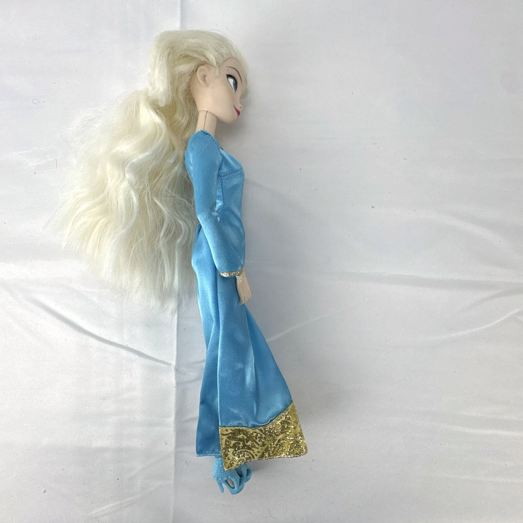 Disney Frozen Elsa 11.5-inch articulated doll wearing blue glitter gown and matching shoes