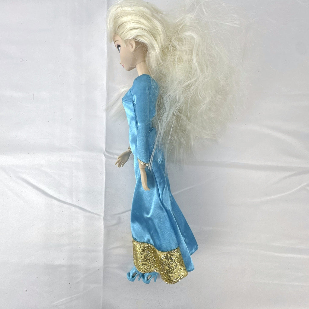 Disney Frozen Elsa 11.5-inch articulated doll wearing blue glitter gown and matching shoes