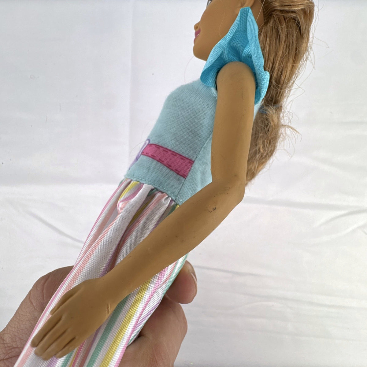Mattel My First Barbie Teresa 14.5-inch preschool doll wearing a pastel striped ruffle dress