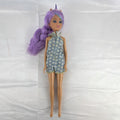 ZURU Sparkle Girlz 10.5-inch unicorn princess doll with purple tinsel hair wearing a blue daisy romper
