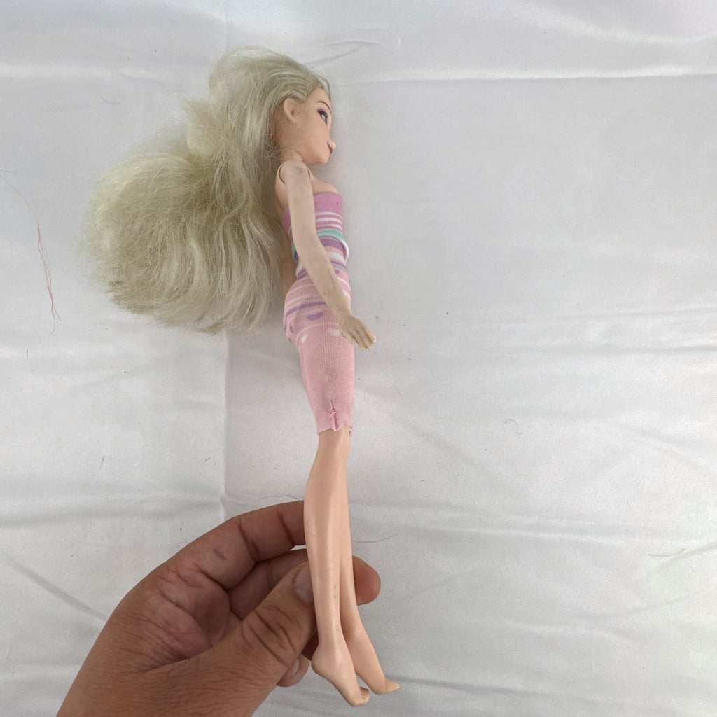 Disney Frozen Elsa 11-inch fashion doll with blonde hair wearing a pink striped heart dress