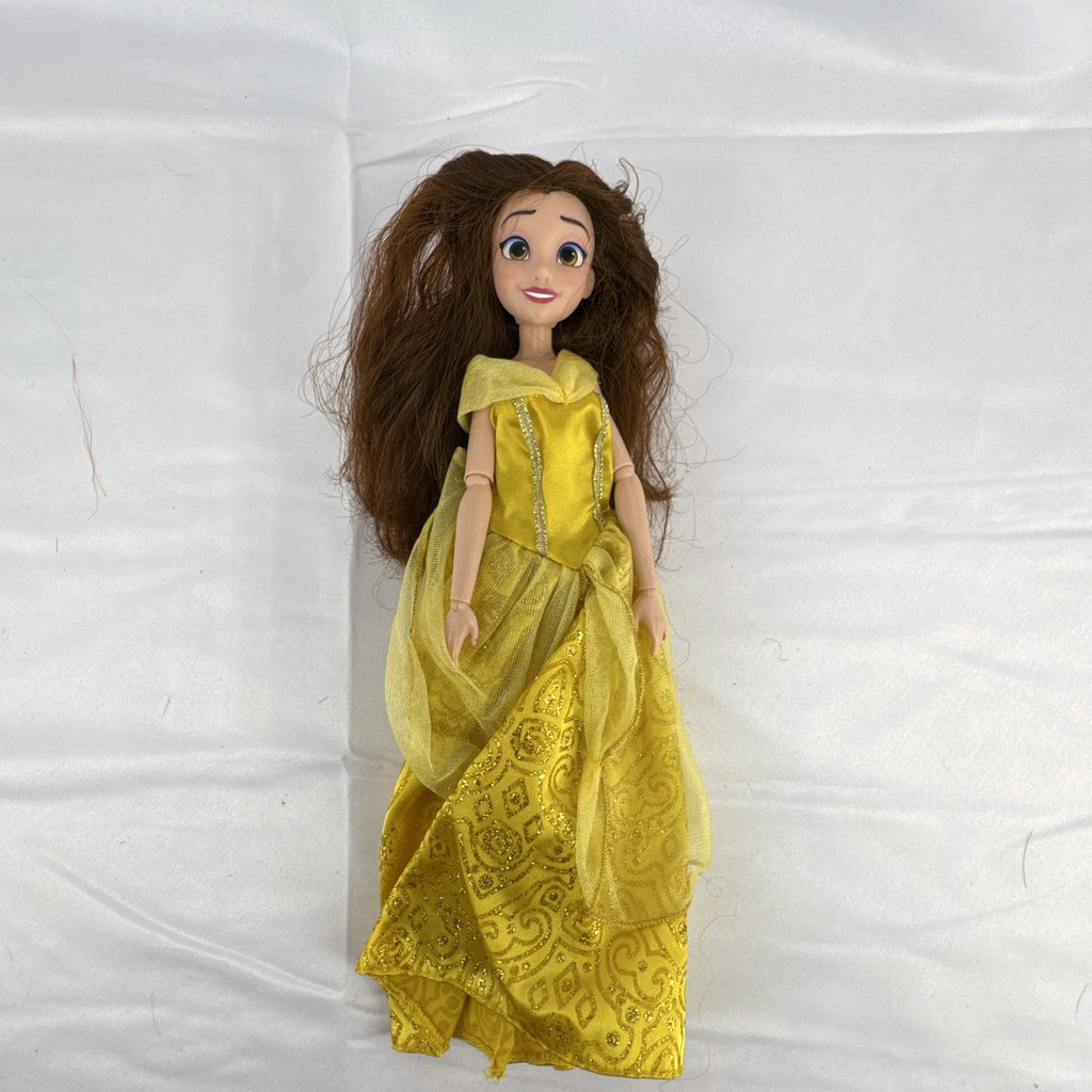 Disney Princess Belle 11-inch articulated fashion doll in yellow glitter ball gown