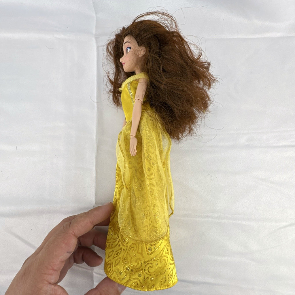 Disney Princess Belle 11-inch articulated fashion doll in yellow glitter ball gown