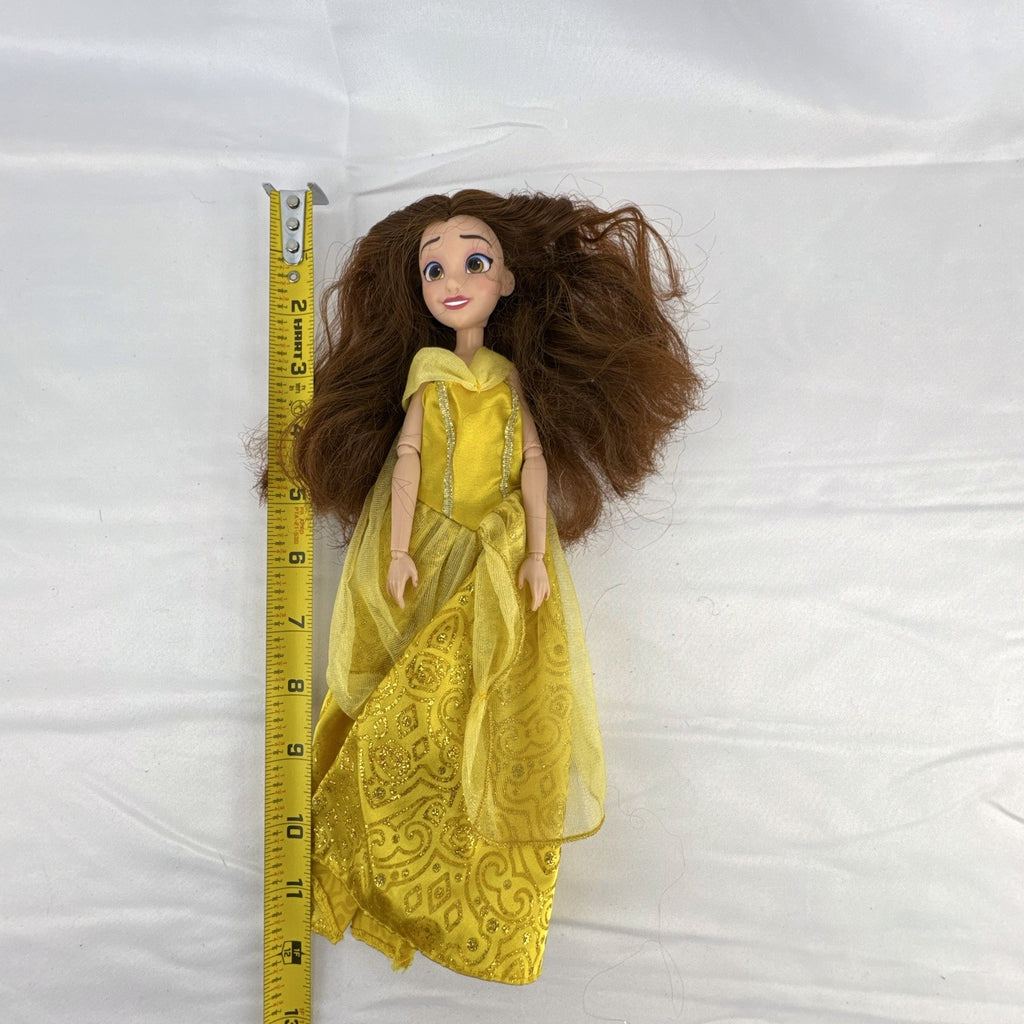 Disney Princess Belle 11-inch articulated fashion doll in yellow glitter ball gown
