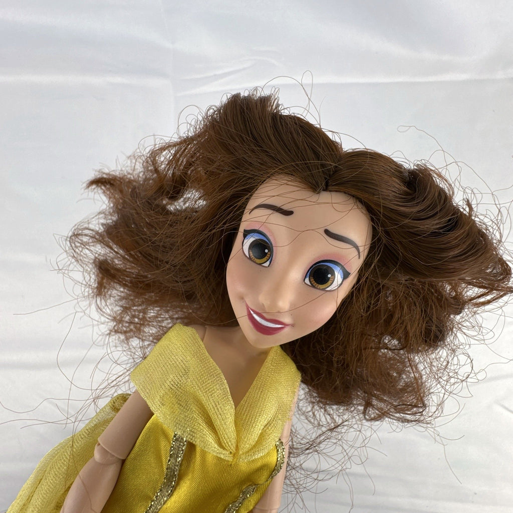 Disney Princess Belle 11-inch articulated fashion doll in yellow glitter ball gown