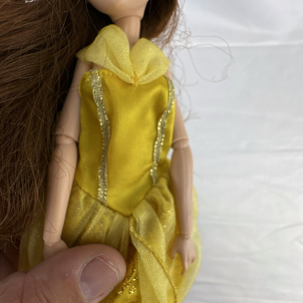 Disney Princess Belle 11-inch articulated fashion doll in yellow glitter ball gown