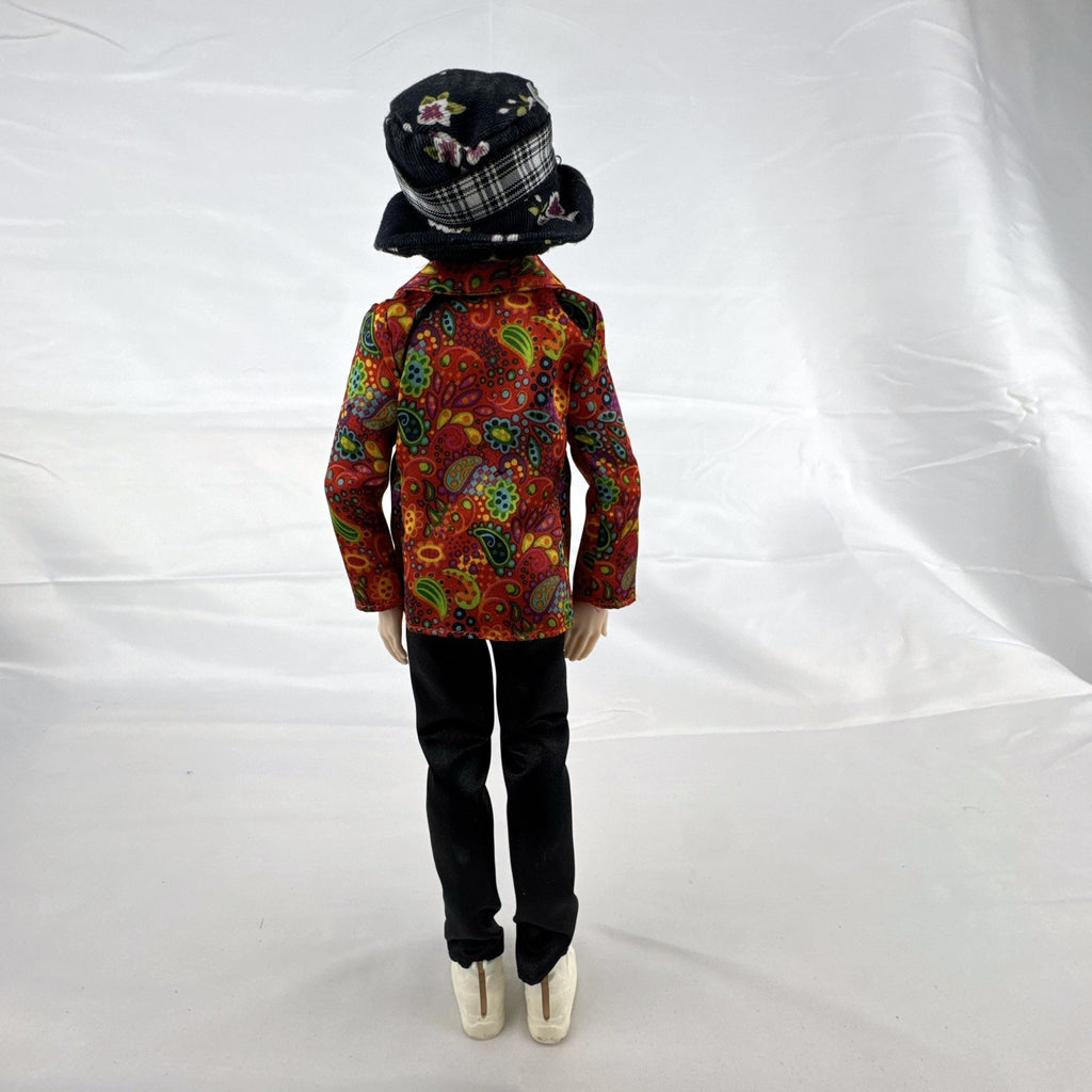 Mattel BTS V Kim Taehyung 11-inch Idol fashion doll wearing paisley suit and bucket hat