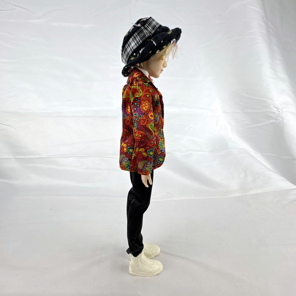 Mattel BTS V Kim Taehyung 11-inch Idol fashion doll wearing paisley suit and bucket hat