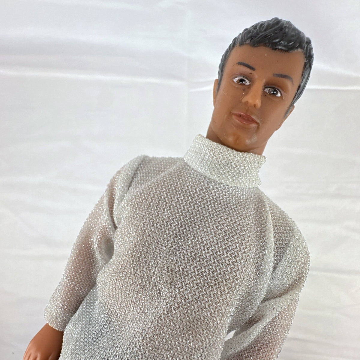 Vintage 1978 Mattel Battlestar Galactica 12-inch Captain Apollo action figure in silver mesh top