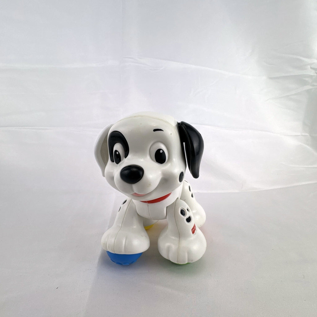 Fisher-Price crawl along Dalmatian puppy toy with colorful roller ball feet