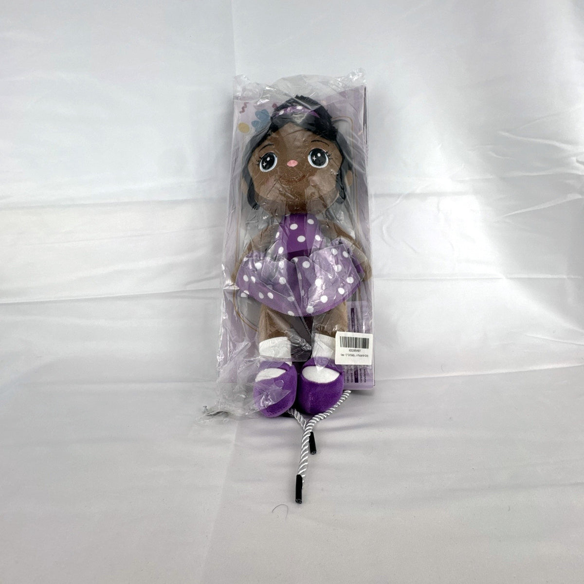 iFrodoll African American ballerina plush doll in purple polka dot outfit with tulle skirt