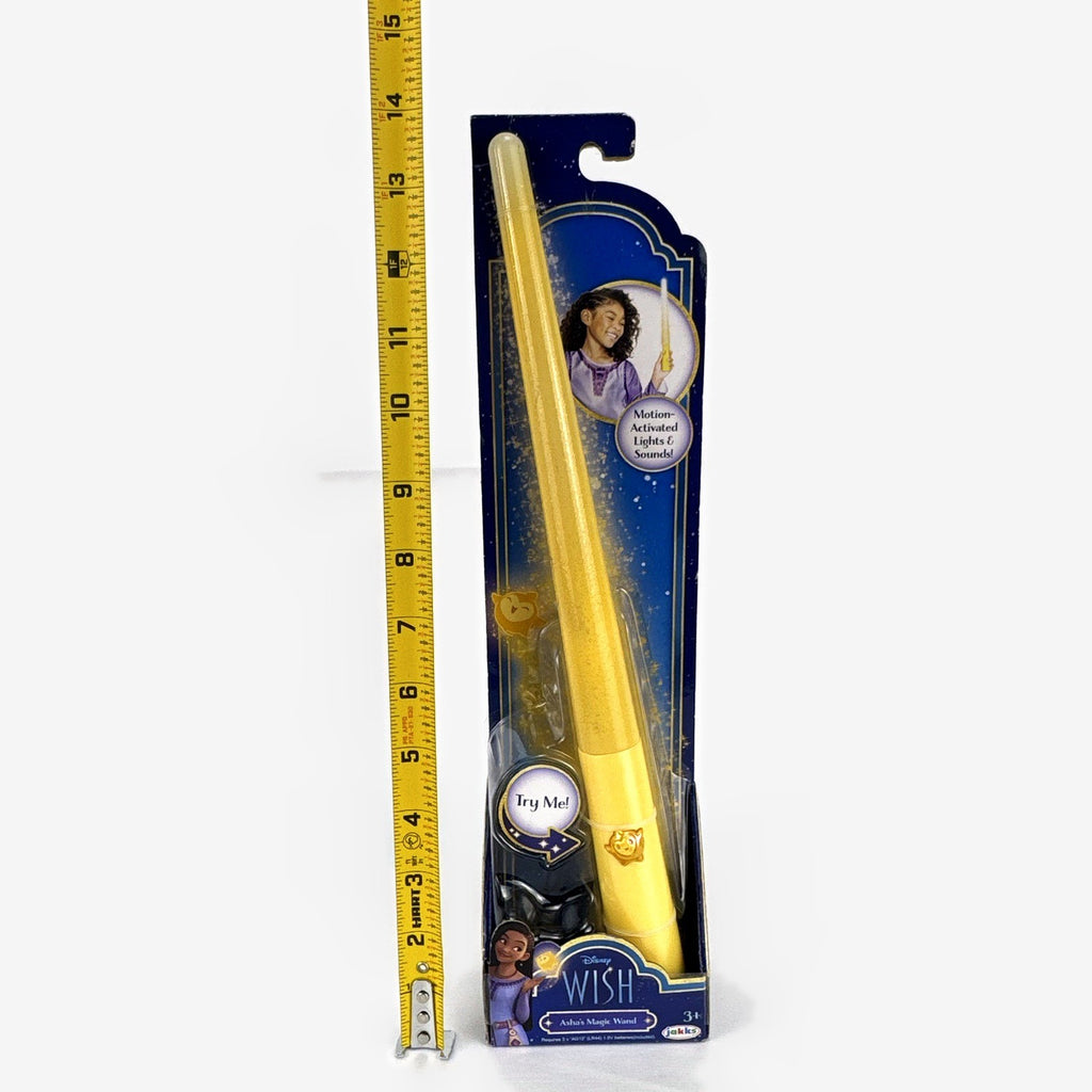 Disney Wish Asha's Magic Wand toy by Jakks Pacific with motion-activated lights and sounds in original packaging.