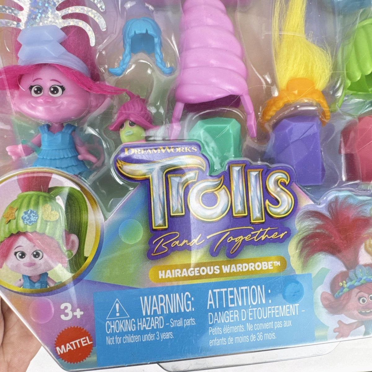 Mattel Trolls Hairageous Wardrobe playset in box with Queen Poppy doll and interchangeable hair