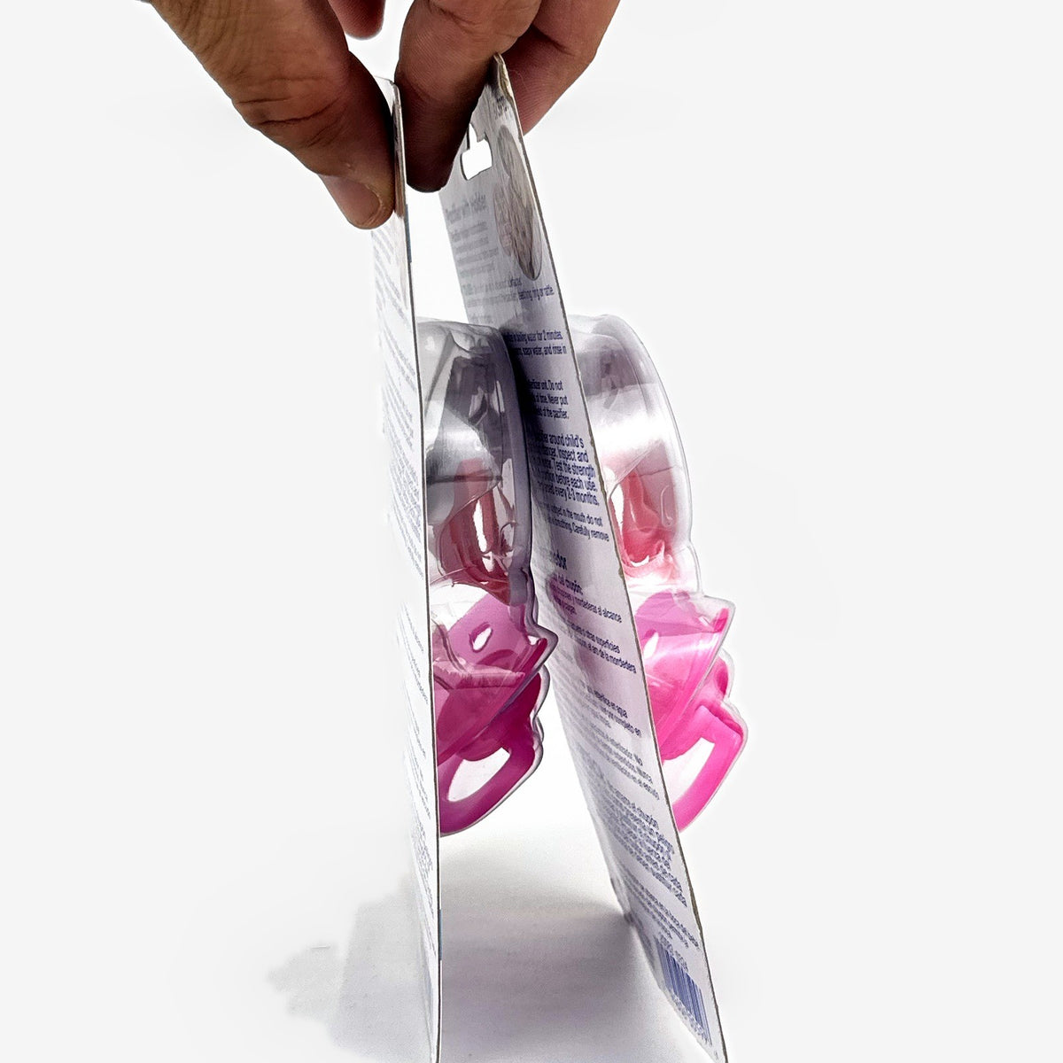 Baby King 2-pack pink Princess pacifiers with matching clip holders in unopened packaging.